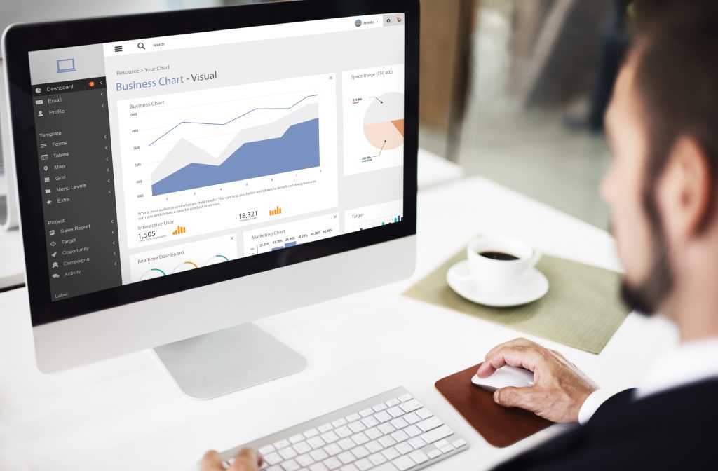Concepto de informe gráfico visual de gráficos de negocios